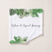 Texte de script personnalisé Tropical vert et blan (Gant de toilette)