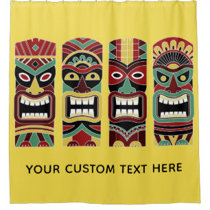 Texte de totems de Tiki et rideau en douche faits
