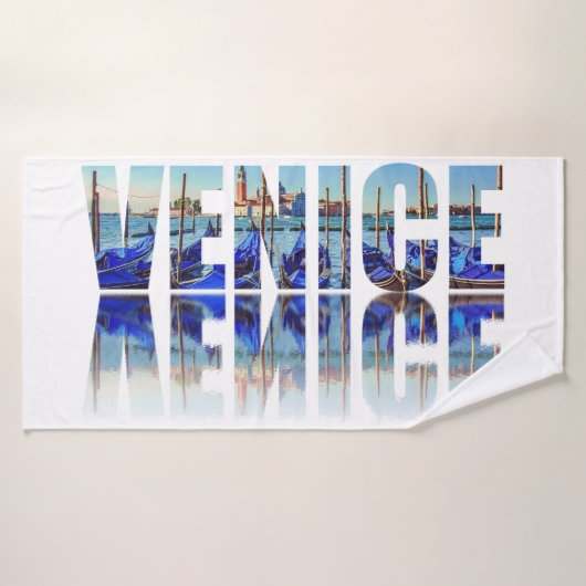 Texte de Venise avec réflexion (Serviette de bain)