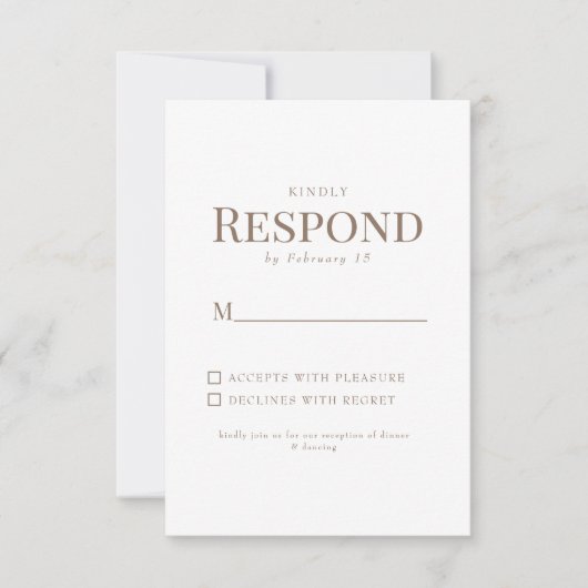 Texte doré simple Mariage blanc RSVP (Devant)