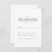 Texte doré simple Mariage blanc RSVP (Devant / Derrière)