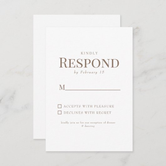 Texte doré simple Mariage blanc RSVP (Devant / Derrière)