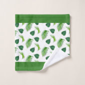 Texte et Feuilles verts sur la serviette de bain b (Gant de toilette)
