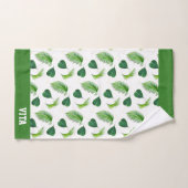 Texte et Feuilles verts sur la serviette de bain b (Serviette à main)