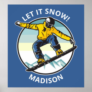 Texte et nom personnalisés affiche SNOWBOARDER