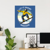 Texte et nom personnalisés affiche SNOWBOARDER (Bureau à domicile)