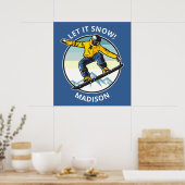 Texte et nom personnalisés affiche SNOWBOARDER (Cuisine)