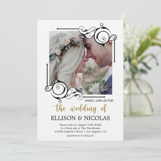 Texte et photo simples et élégants Invitations de  (Debout devant)