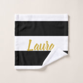 Texte Faux Gold personnalisé sur bande noire et bl (Gant de toilette)
