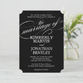 Texte fleuri Vintage Wedding Invitation en noir (Debout devant)