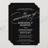 Texte fleuri Vintage Wedding Invitation en noir (Devant / Derrière)