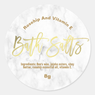 Texte Gold Foil sur Étiquettes de sel de bain en m