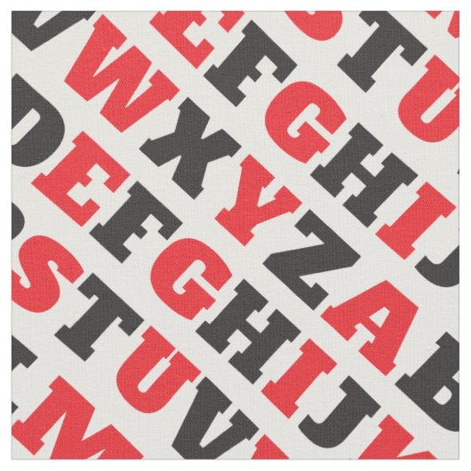 Texte graphique ABC visuel noir rouge blanc tissu (Fermer)