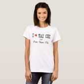 Texte J'aime Tai Chi en T-shirt Coeur Noir et Roug (Devant entier)