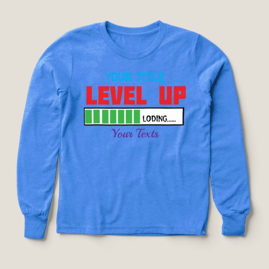 Texte Level Up avec progression de chargement vert (Motif recto)