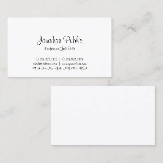 Texte main carte de visite Modèle moderne (Devant / Derrière)