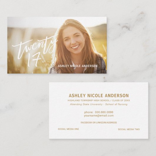 Texte manuscrit moderne de carte nominative de (Devant / Derrière)