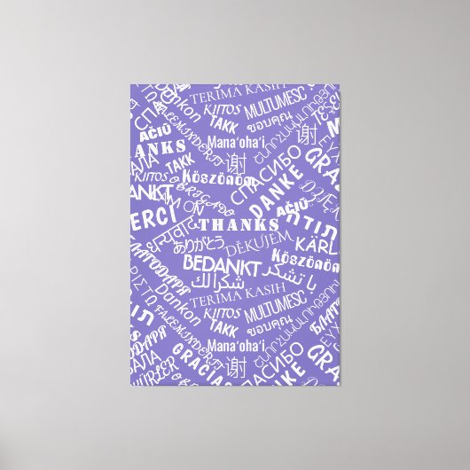 Texte Merci Toile Violette Impression Multilingue (Recto)