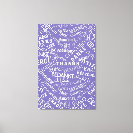 Texte Merci Toile Violette Impression Multilingue (Recto)