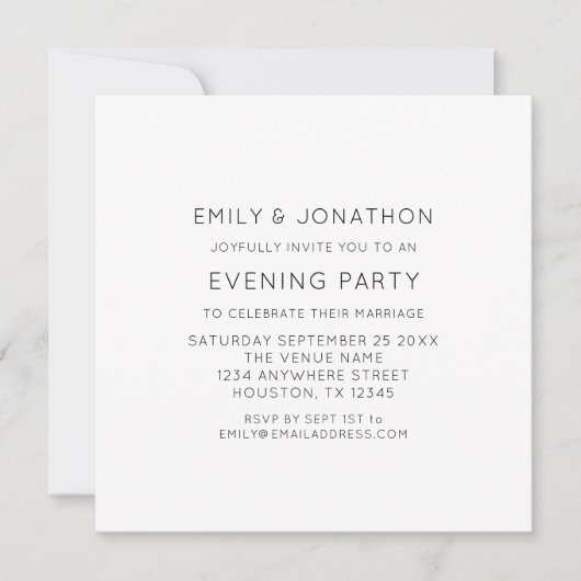 Texte minimaliste seulement Mariage Invitation de  (Devant)