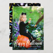Texte moderne Halloween Carte photo à fond saigné (Devant / Derrière)