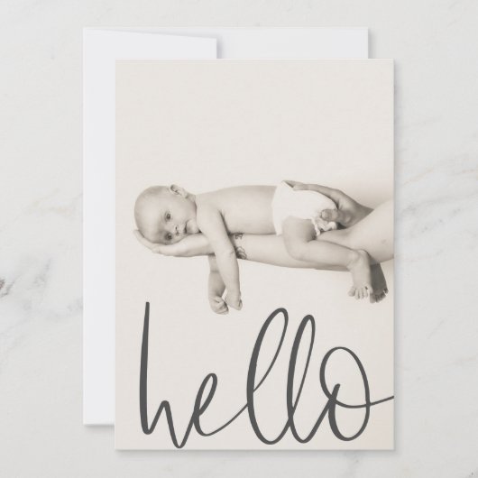 Texte moderne Hello Photo Faire-part bébé (Devant)