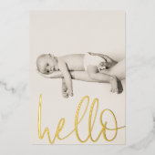 Texte moderne Hello Photo Faire-part bébé (Recto)