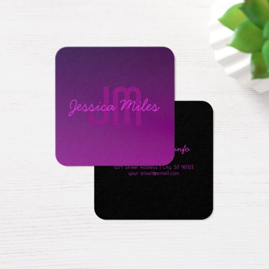 Texte Monogrammé Moderne Éditable & Ombre Violet (Bureau)