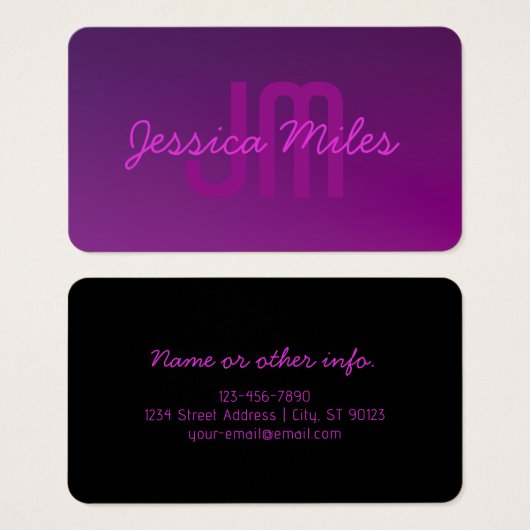 Texte monogramme modifiable moderne & Ombre violet (Devant & derrière)