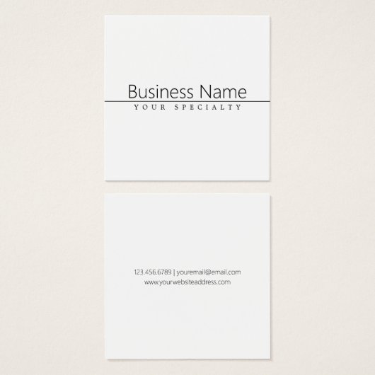 Texte noir classique simple sur blanc (Devant & derrière)