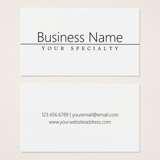 Texte noir classique simple sur blanc (Devant & derrière)