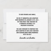 Texte noir moderne Nous avons Elopé Faire-part pho (Dos)