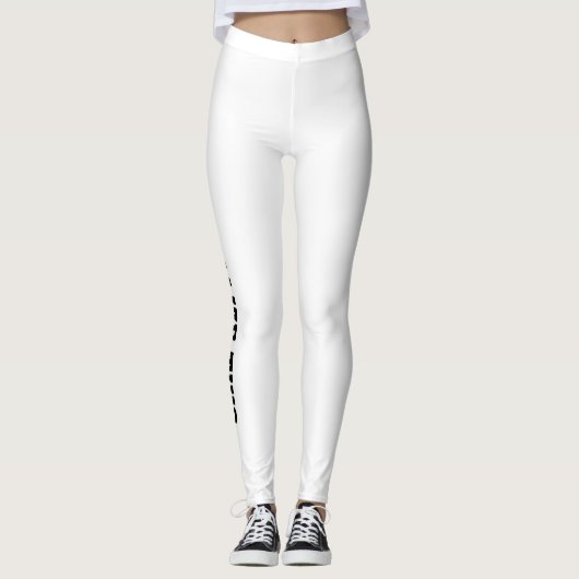 Texte Noir Sur Leggings Blancs (Devant)