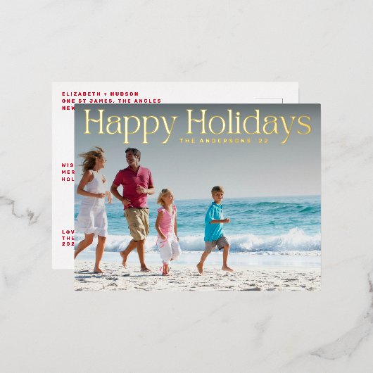 TEXTE OR MODERNE HEUREUX JOURS DE VACANCES Photo (Recto/Verso)