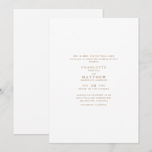 Texte Or simple Faire-part de mariage blanc