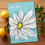 Texte personnalisé Aqua et Jaune Whimsical Daisy<br><div class="desc">Un morceau d'art zen et fantaisiste,  hipster. Vous pouvez ajouter un nom,  un monogramme ou un autre texte personnalisé. Si vous avez besoin de déplacer l'art autour,  cliquez sur le bouton personnaliser pour apporter des modifications.</div>
