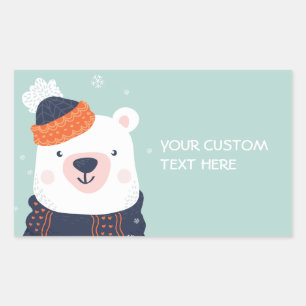 Texte personnalisé Autocollants d'ours d'hiver