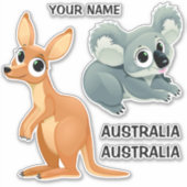 Texte personnalisé Autocollants Koala & Kangaroo (Devant)