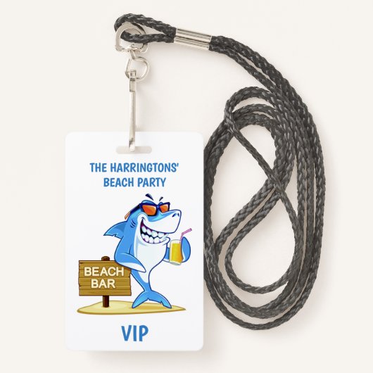 Texte personnalisé Badges de Beach Party (Devant avec lanière)