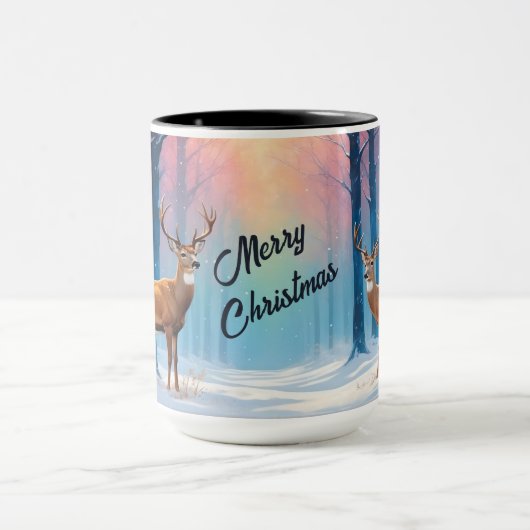 Texte Personnalisé Cerf De Mug De Noël Dans Une Fo (Centre)