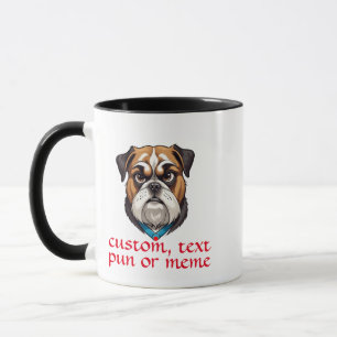 Texte Personnalisé, Chien Pun Drôle Mug Café