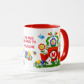 Texte personnalisé Mignonne Emoji Fleurs Mug de l' (Devant droit)