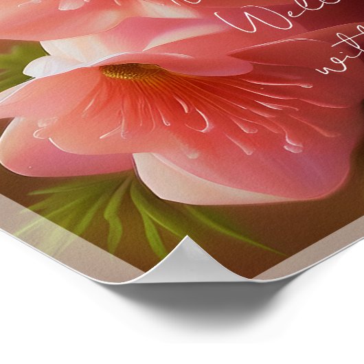 Texte personnalisé Poster en fleurs rose pâle (Coin)