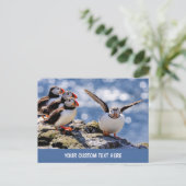 Texte personnalisé Puffin carte postale (Debout devant)