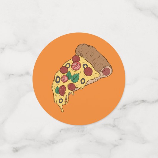 Texte personnalisé Table Pizza Party confetti (Petit recto)