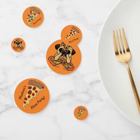 Texte personnalisé Table Pizza Party confetti (Groupe)