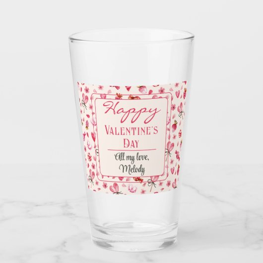 Texte personnalisé, verre rose Heureuse Sainte-Val (Devant)