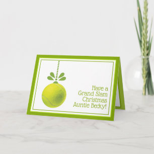 Texte personnalisé vert Tennis Bauble Carte de Noë