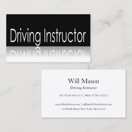 Texte réfléchi - Carte de visite de l'instructeur (Devant / Derrière)