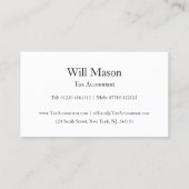 Texte réfléchi - Comptable fiscal - Carte de visit (Dos)